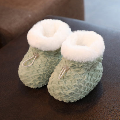 Baby shoes, winter cotton shoes with velvet and thickened soft soles to keep warm from 0 to March 6, baby prevention shoes and socks for toddlers and newborns