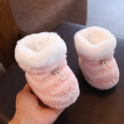 Baby shoes, winter cotton shoes with velvet and thickened soft soles to keep warm from 0 to March 6, baby prevention shoes and socks for toddlers and newborns