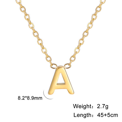 Hot selling 26 letters welded gold 18k real gold electroplated non-fading jewelry 304 material stainless steel necklace