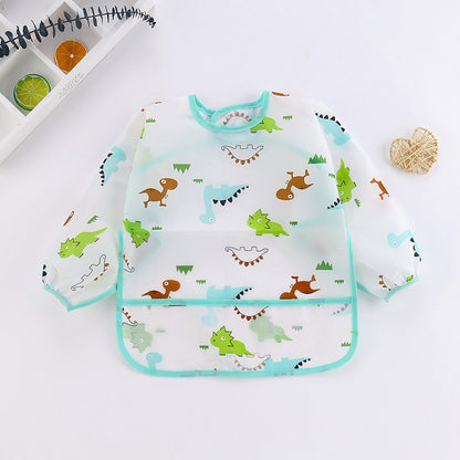 Baby smock, children's waterproof eating clothes, baby cartoon reverse dressing, INS style upside down, washable bib for boys and girls