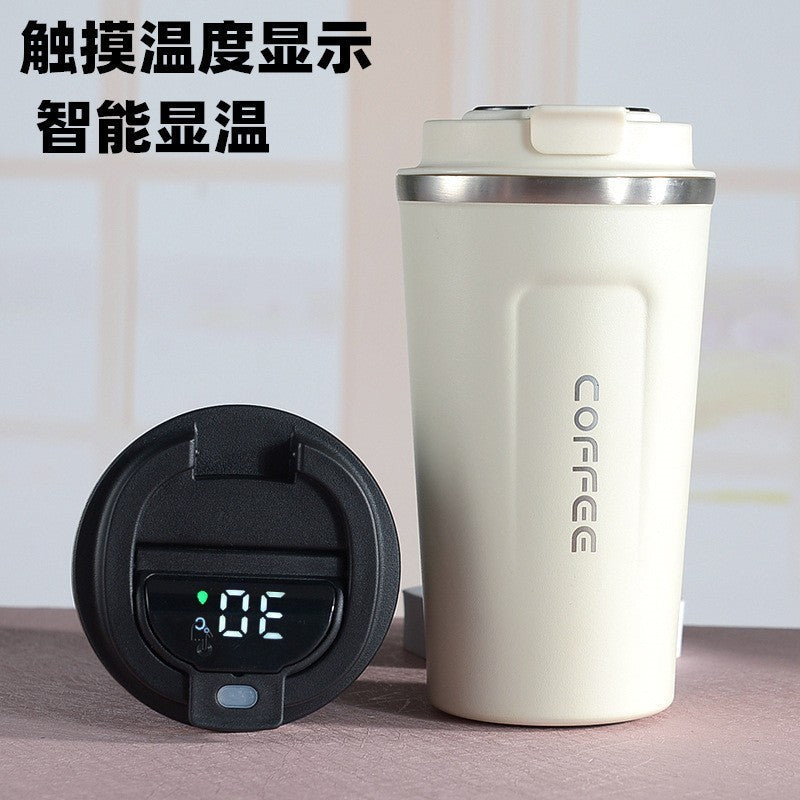 Simple style pure color 304 stainless steel thermos cup intelligent display temperature coffee cup car portable wholesale logo