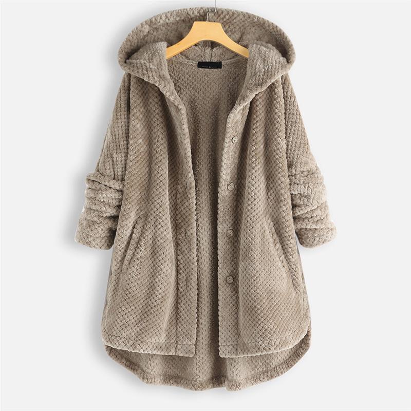 Cross-border Amazon large size women's winter hooded double-sided fleece sweater fashion mid-length large size European and American coat women