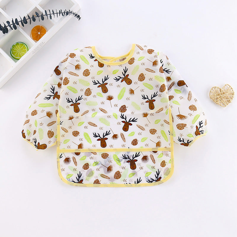 Baby smock, children's waterproof eating clothes, baby cartoon reverse dressing, INS style upside down, washable bib for boys and girls