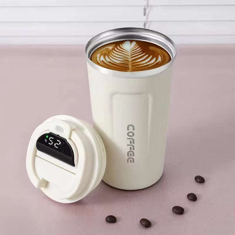 Simple style pure color 304 stainless steel thermos cup intelligent display temperature coffee cup car portable wholesale logo