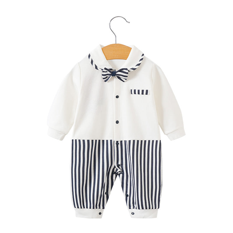 Baby jumpsuit spring and autumn newborn one-year-old full-moon clothes long-sleeved baby gentleman dress cross-border children's clothing