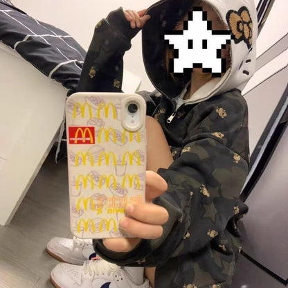 2023 Autumn American Street Hello Kitty Camouflage Printed Hooded Sweatshirt Loose and Versatile Trendy Student Couple Tops