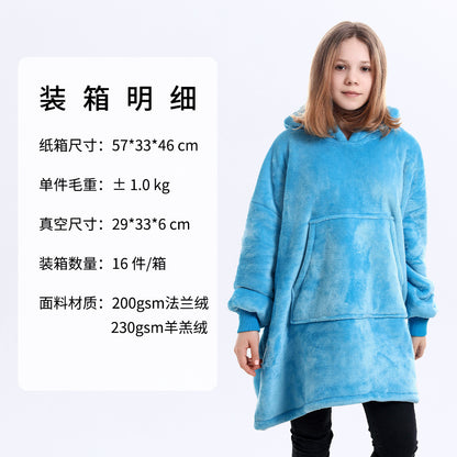 AliExpress cross-border thick hooded lazy blanket fall/winter plus size casual home wear flange lamb velvet sweater women