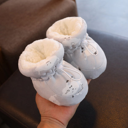 Baby shoes, winter cotton shoes with velvet and thickened soft soles to keep warm from 0 to March 6, baby prevention shoes and socks for toddlers and newborns