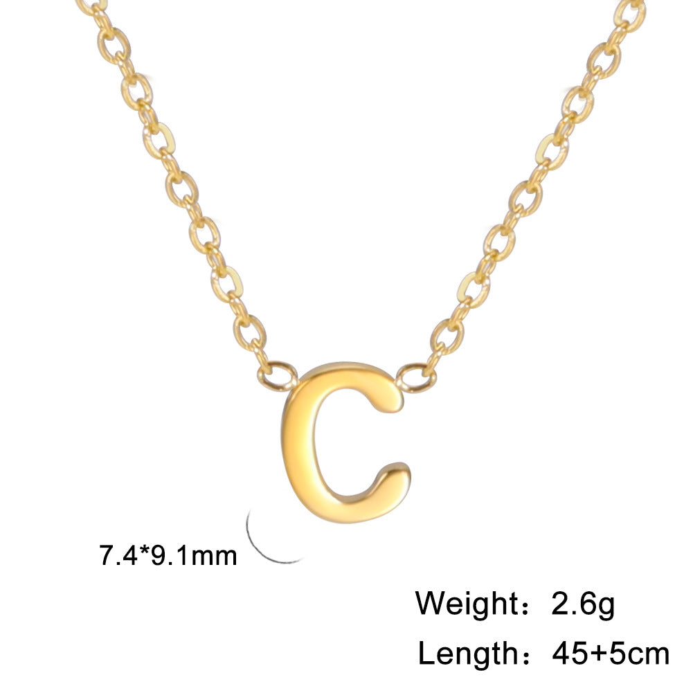 Hot selling 26 letters welded gold 18k real gold electroplated non-fading jewelry 304 material stainless steel necklace