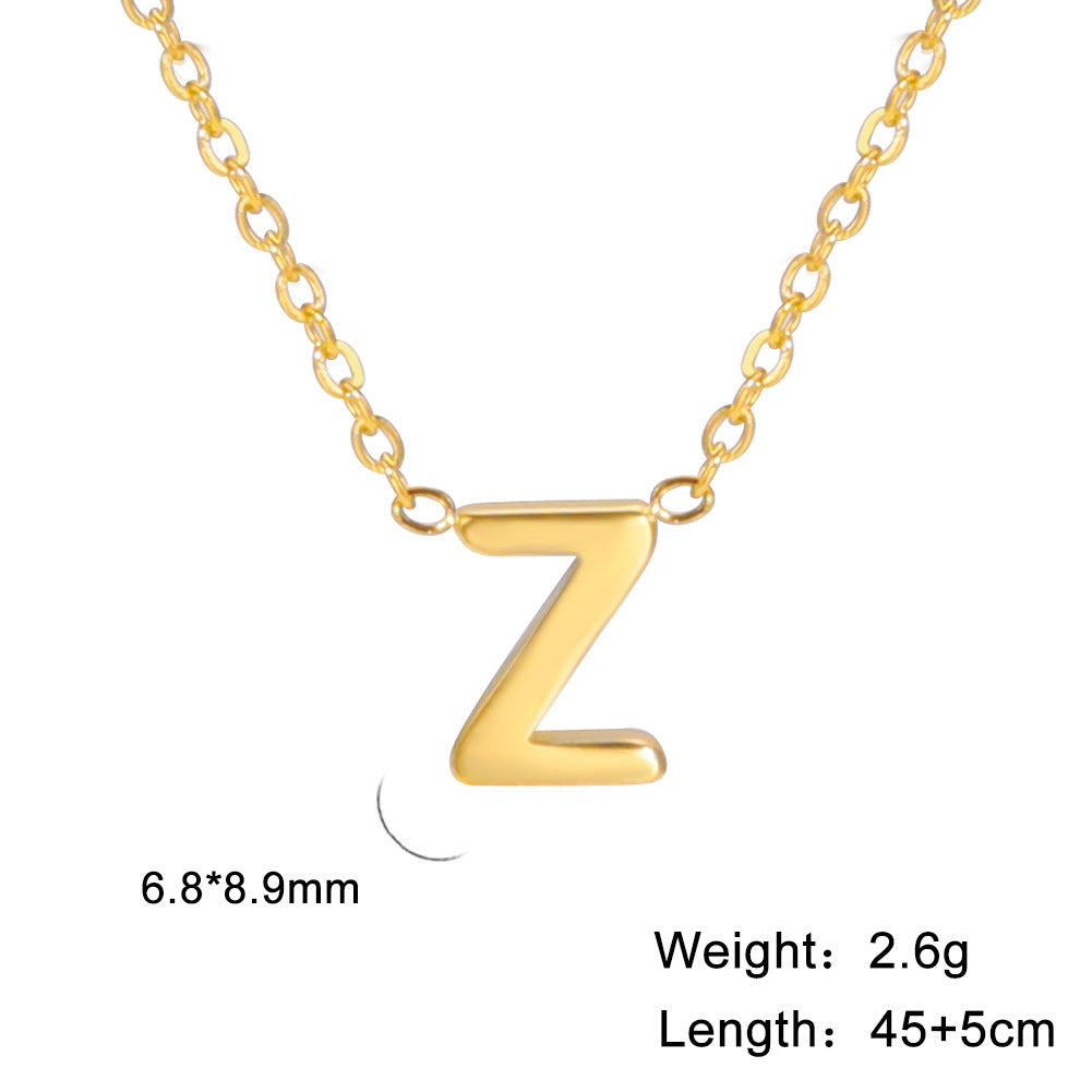 Hot selling 26 letters welded gold 18k real gold electroplated non-fading jewelry 304 material stainless steel necklace