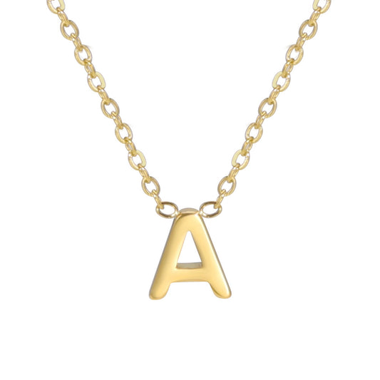 Hot selling 26 letters welded gold 18k real gold electroplated non-fading jewelry 304 material stainless steel necklace