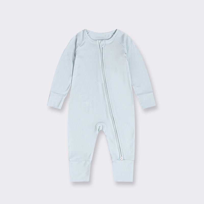 Foreign trade children's clothing bamboo fiber baby jumpsuit spring and summer baby zipper pajamas newborn clothes baby clothes