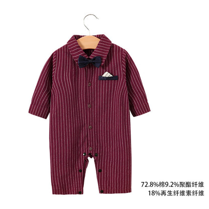 Baby jumpsuit spring and autumn newborn one-year-old full-moon clothes long-sleeved baby gentleman dress cross-border children's clothing