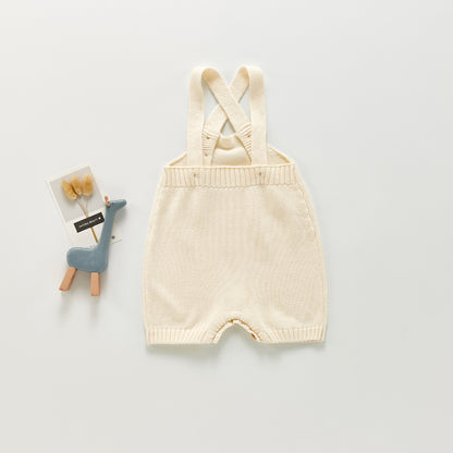 ins South Korea 2021 autumn male baby baby crawling clothing knitted bib pants three-color button climbing clothing