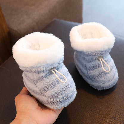 Baby shoes, winter cotton shoes with velvet and thickened soft soles to keep warm from 0 to March 6, baby prevention shoes and socks for toddlers and newborns