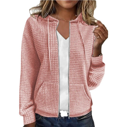 2023 European and American cross-border women's clothing Amazon independent station AliExpress zipper hooded cardigan long-sleeved sweatshirt jacket