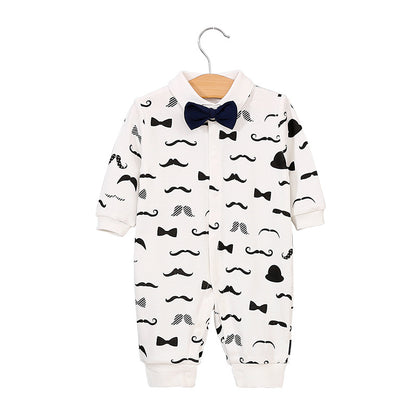 Baby jumpsuit spring and autumn newborn one-year-old full-moon clothes long-sleeved baby gentleman dress cross-border children's clothing