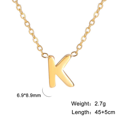 Hot selling 26 letters welded gold 18k real gold electroplated non-fading jewelry 304 material stainless steel necklace