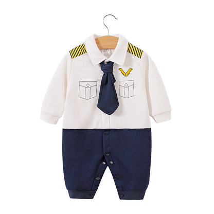 Baby jumpsuit spring and autumn newborn one-year-old full-moon clothes long-sleeved baby gentleman dress cross-border children's clothing