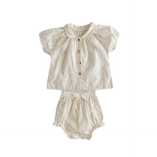 Ready stock shorts girls suit summer 2023 new baby Korean style small fragrant short-sleeved romper suit