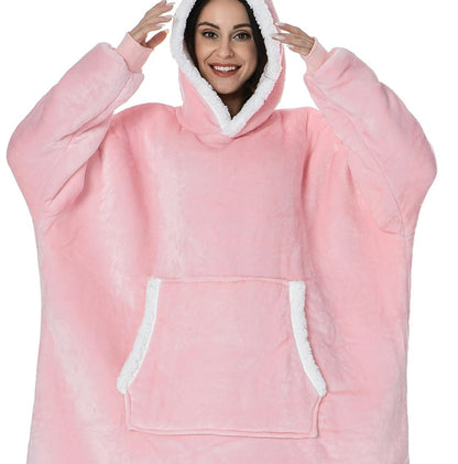 Thickened hugle hoodie lazy pullover fleece jacket hooded TV blanket outdoor cold-proof warm nightgown