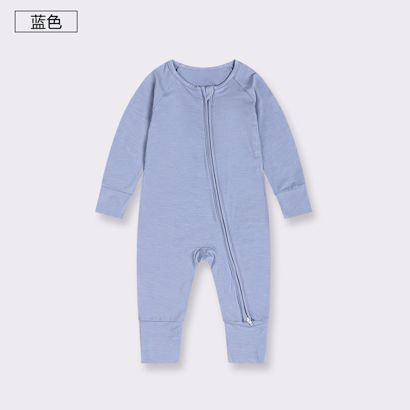 Foreign trade children's clothing bamboo fiber baby jumpsuit spring and summer baby zipper pajamas newborn clothes baby clothes