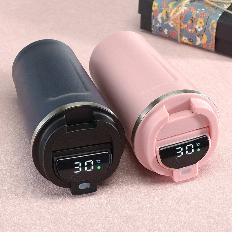 Simple style pure color 304 stainless steel thermos cup intelligent display temperature coffee cup car portable wholesale logo