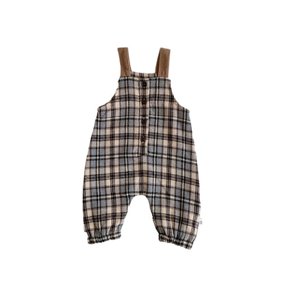 Baby clothes Korean version of ins baby spring and autumn style plaid overalls boys and girls trendy casual big pp jumpsuit