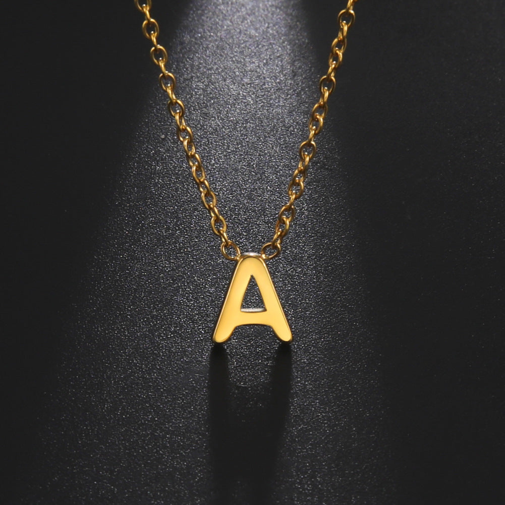 Hot selling 26 letters welded gold 18k real gold electroplated non-fading jewelry 304 material stainless steel necklace