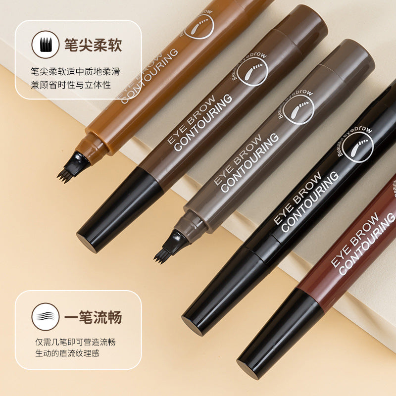 Four-pronged eyebrow pencil with clear roots, liquid eyebrow pencil, claw eyebrow pencil, liquid eyebrow pencil, waterproof and non-smudged, cross-border