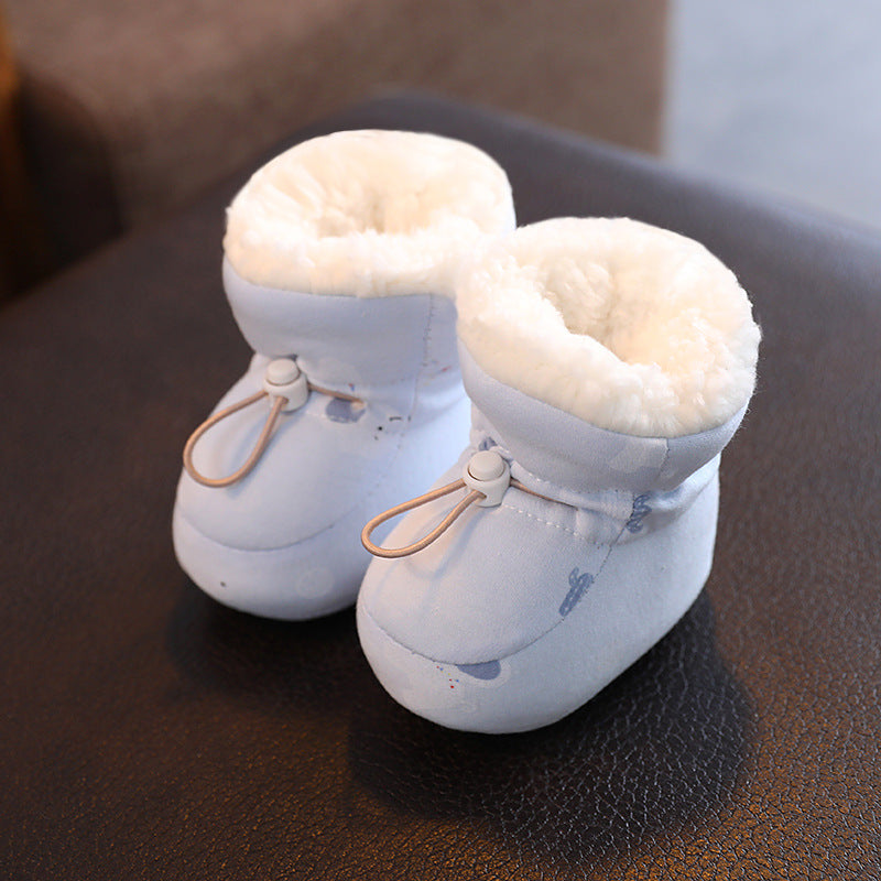 Baby shoes, winter cotton shoes with velvet and thickened soft soles to keep warm from 0 to March 6, baby prevention shoes and socks for toddlers and newborns