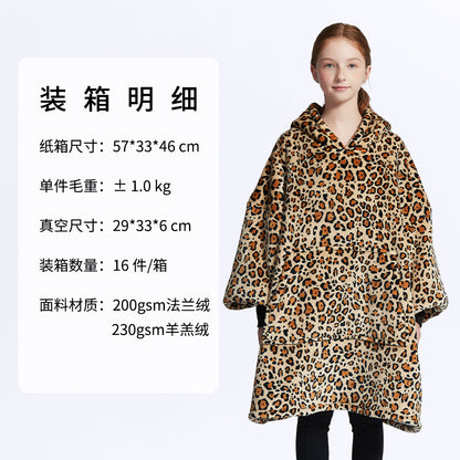 AliExpress cross-border thick hooded lazy blanket fall/winter plus size casual home wear flange lamb velvet sweater women