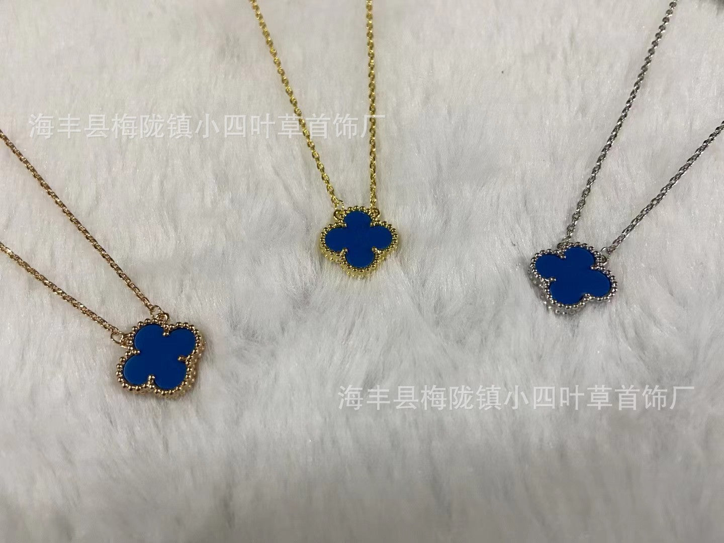 v gold 925 silver Fanjia four-leaf clover necklace high version women's thick plated 18k single flower pendant natural fritillary chalcedony