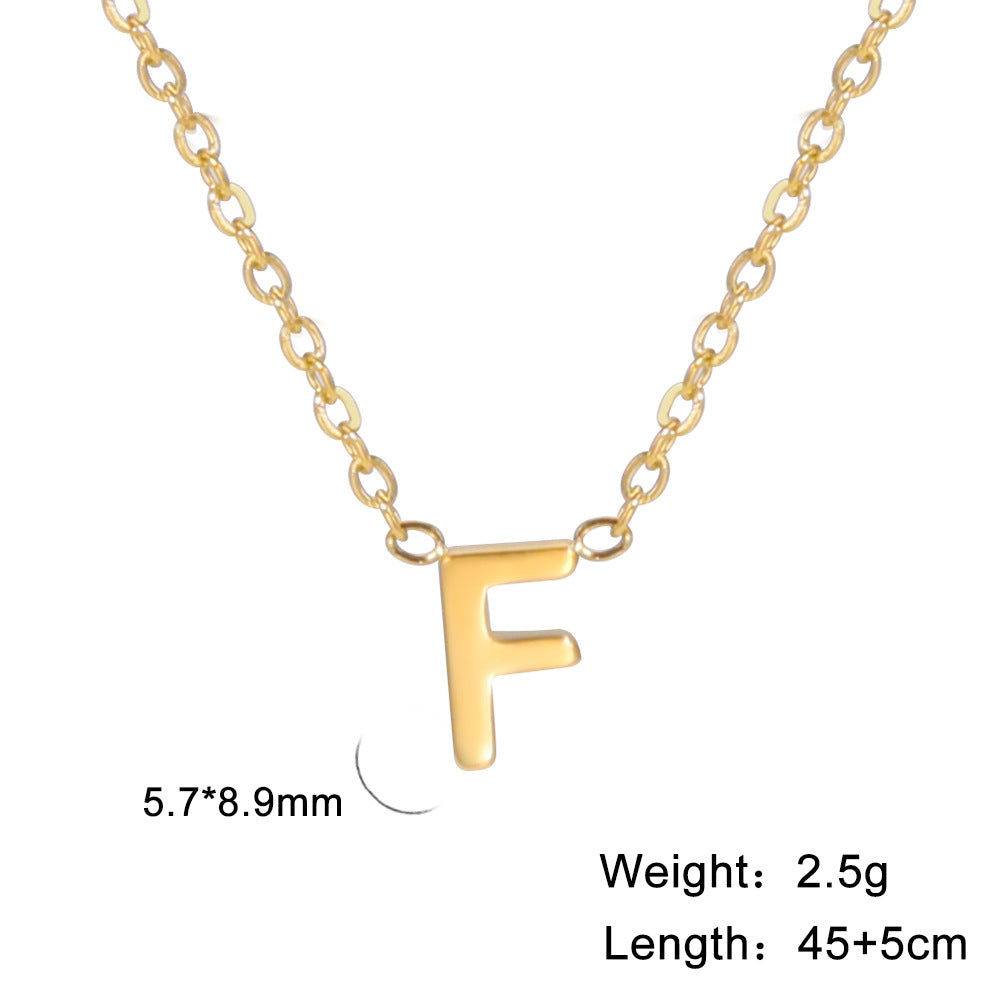 Hot selling 26 letters welded gold 18k real gold electroplated non-fading jewelry 304 material stainless steel necklace