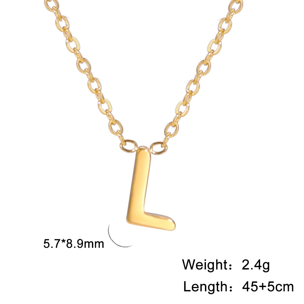 Hot selling 26 letters welded gold 18k real gold electroplated non-fading jewelry 304 material stainless steel necklace