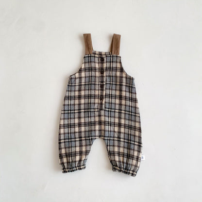 Baby clothes Korean version of ins baby spring and autumn style plaid overalls boys and girls trendy casual big pp jumpsuit