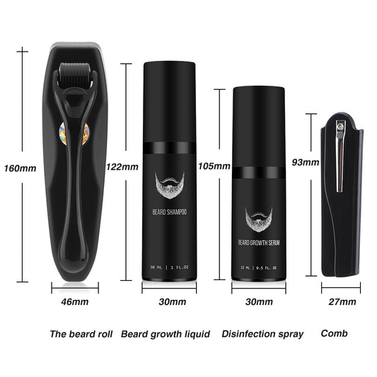 Cross-border facial care beard growth serum nourishing kit hair shaving microneedle beard growth kit beard comb