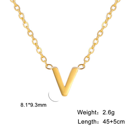 Hot selling 26 letters welded gold 18k real gold electroplated non-fading jewelry 304 material stainless steel necklace