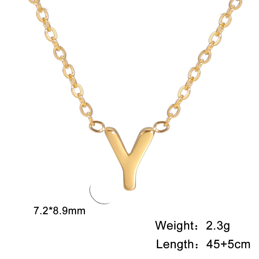 Hot selling 26 letters welded gold 18k real gold electroplated non-fading jewelry 304 material stainless steel necklace