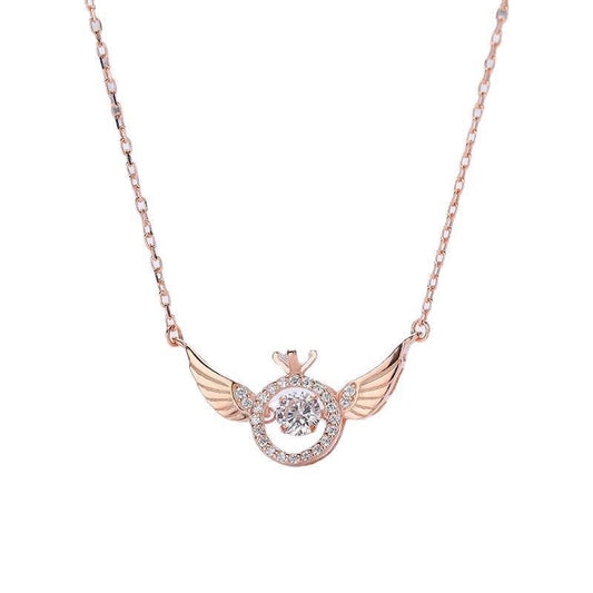 Angel Smart Necklace, Clavicle Chain, Beating Heart Wings, Female Niche Design, Simple Flying Wings, Inlaid with Gold Plating