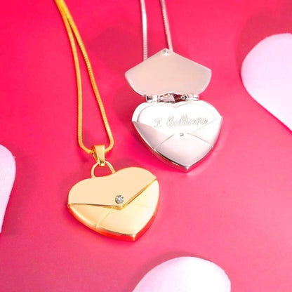 Amazon's new 18k gold heart-shaped openable necklace European and American personalized simple clavicle chain commemorative pendant necklace