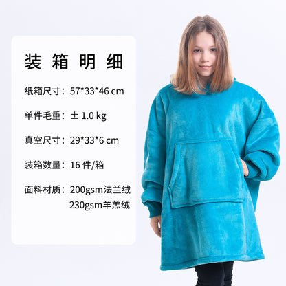 AliExpress cross-border thick hooded lazy blanket fall/winter plus size casual home wear flange lamb velvet sweater women