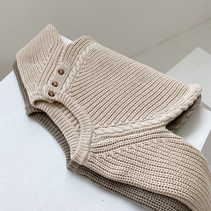 ins children's spring and autumn new Korean style infants and young children simple knitted khaki loose pullover long-sleeved triangle crawler