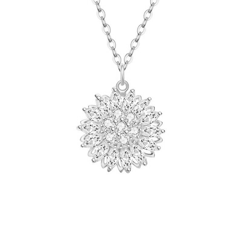 Super flash sunflower rotating necklace micro-encrusted zirconium sunflower pendant niche design transfer Douyin popular wholesale