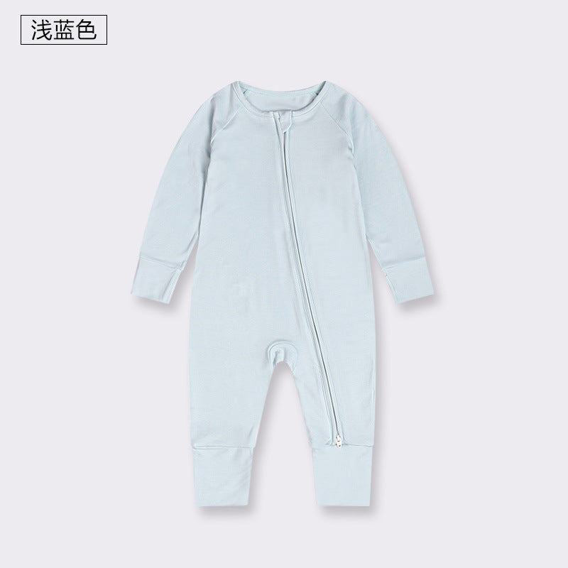 Foreign trade children's clothing bamboo fiber baby jumpsuit spring and summer baby zipper pajamas newborn clothes baby clothes