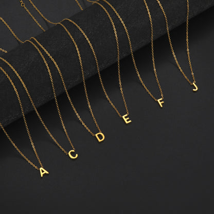 Hot selling 26 letters welded gold 18k real gold electroplated non-fading jewelry 304 material stainless steel necklace