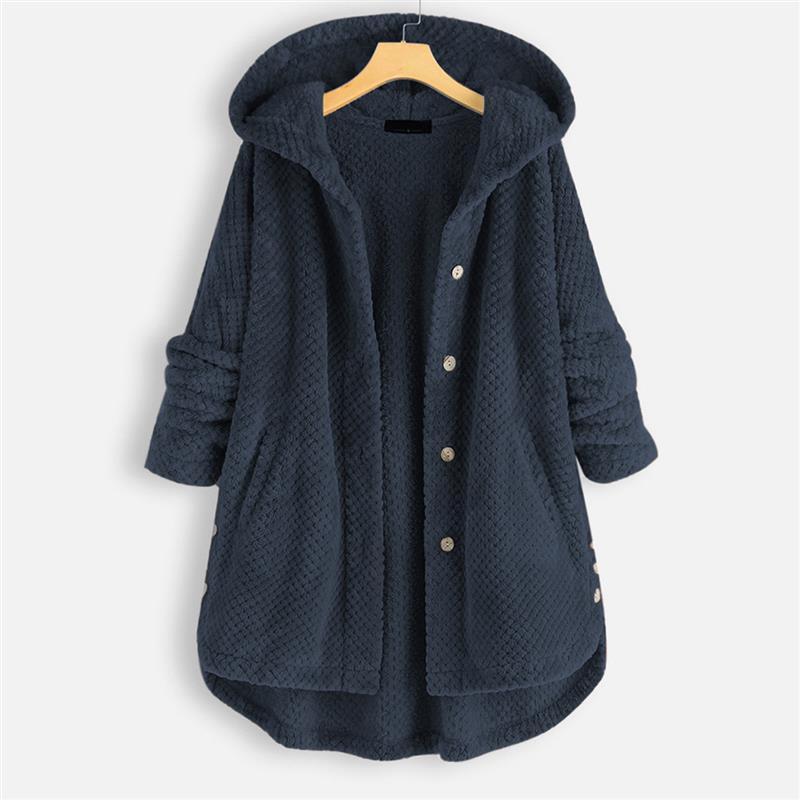 Cross-border Amazon large size women's winter hooded double-sided fleece sweater fashion mid-length large size European and American coat women