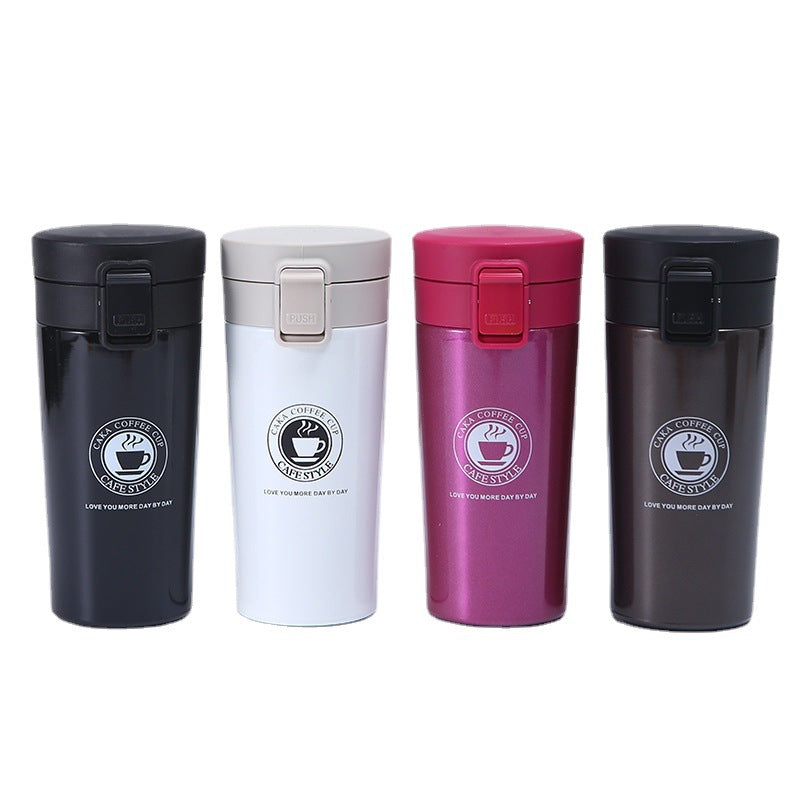 304 stainless steel first-generation coffee cup portable lock car water cup business office pop-up lid thermos cup customization