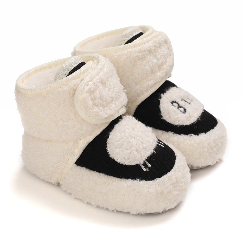 Winter baby shoes plus velvet and thickened baby cotton shoes winter high-top infant Korean style toddler shoes one-year-old baby boots