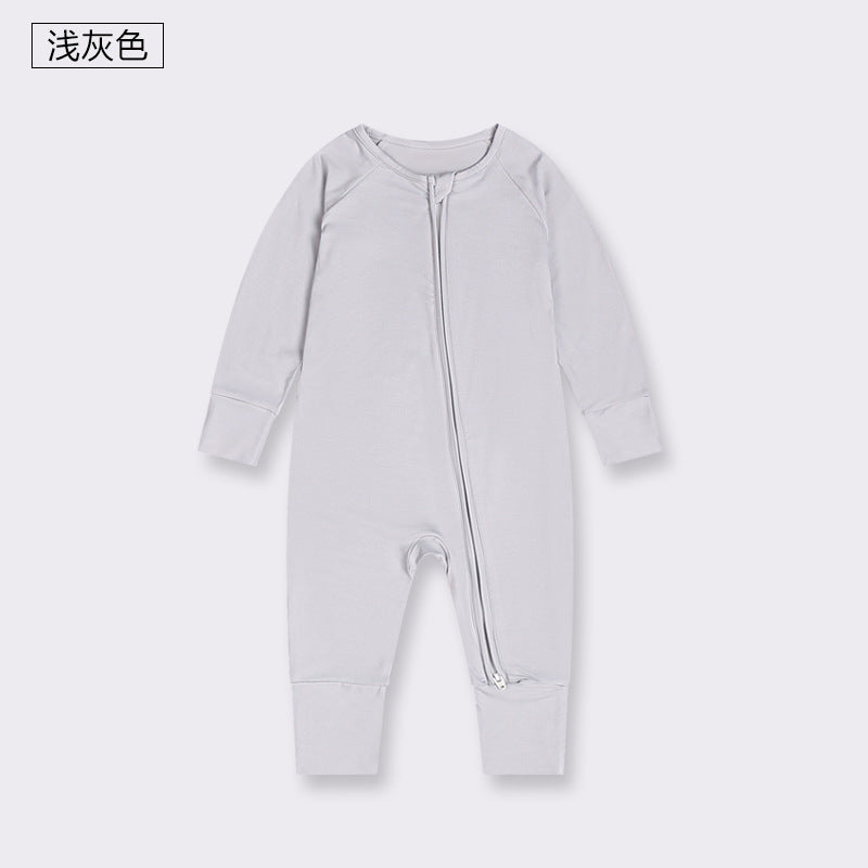 Foreign trade children's clothing bamboo fiber baby jumpsuit spring and summer baby zipper pajamas newborn clothes baby clothes